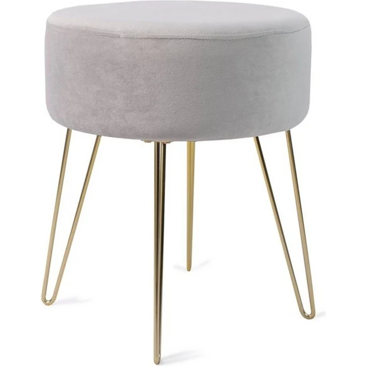 Zedelmaier Sitzhocker Runder Sitzhocker Samt Schminktisch Fußhocker Ottoman Metallbeinen (HS-ZD12C) – Bild 4