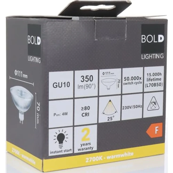 BOLD 10298 LED-Lampe EEK F (A - G) GU10 Reflektor 4 W = 32 W Warmweiß (Ø x H) 111 mm x 70 mm nicht dimmbar 1 Stk – Bild 8