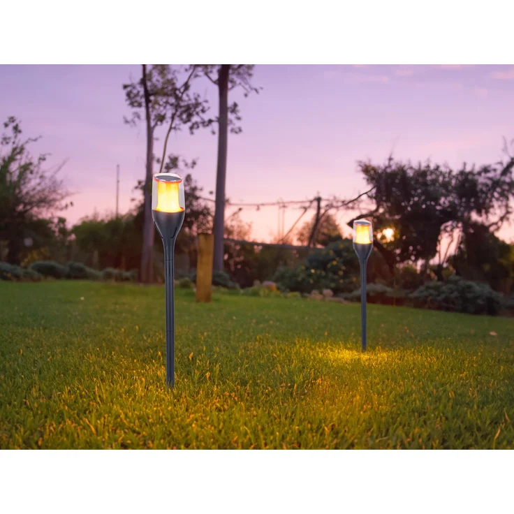 2er Set LED Solarfackeln mit Flammeneffekt, Höhe verlängerbar bis 64,5cm – Bild 1