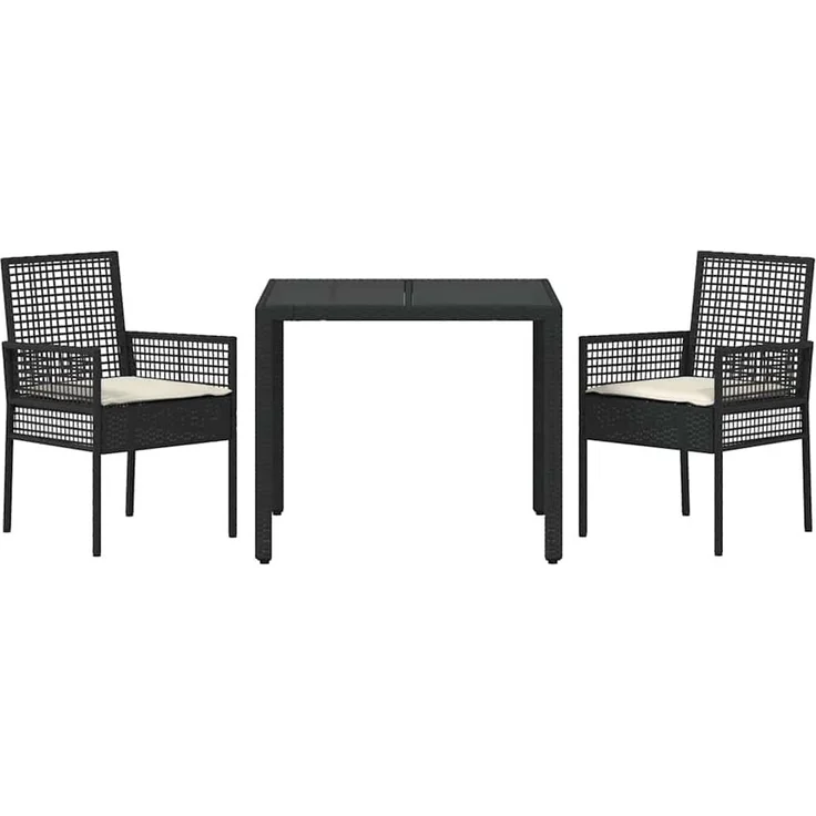 vidaXL Garten Essgruppe 3 pcs Schwarz Poly-Rattan 3334855 – Bild 6