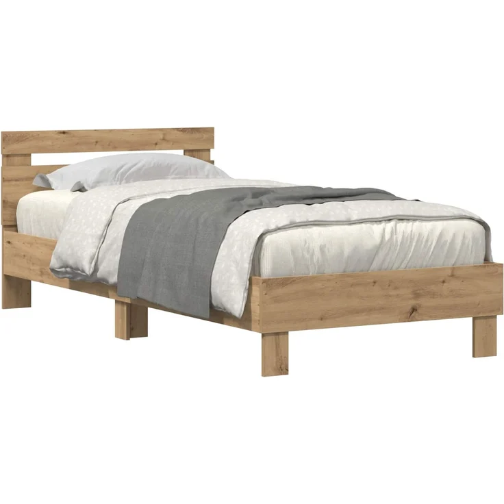 vidaXL Bettrahmen mit Kopfteil Artisan-Eiche 90 x 190 cm Holzwerkstoff 863806 – Bild 3