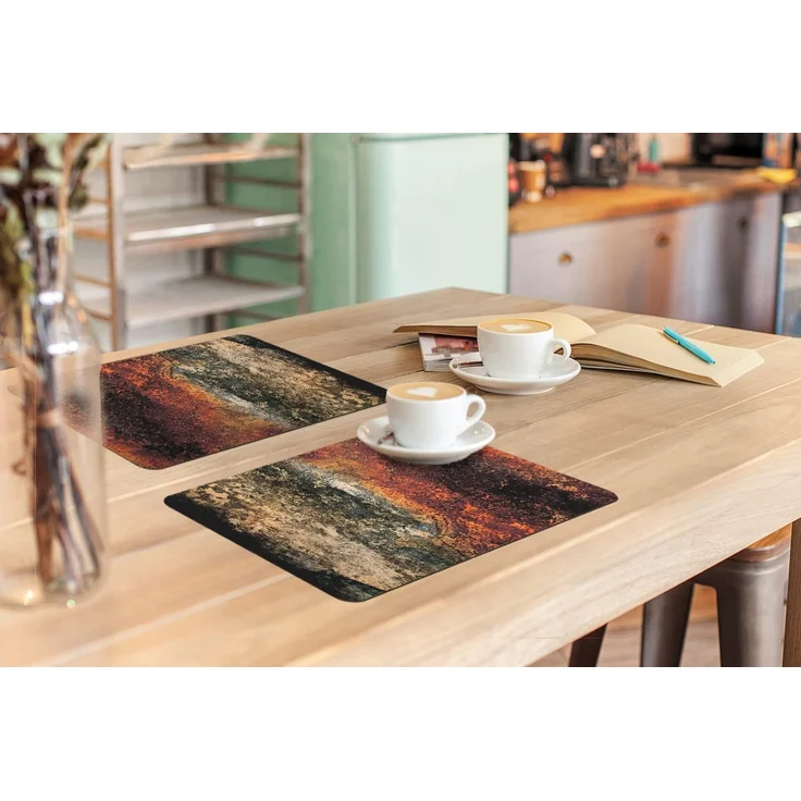 MuchoWow Platzset Stahl - Rost - Alt - Orange - Grau - Muster - Abstrakt, (6-St), Platzsets, Tischset, Abwaschbar, Tischsets, Platzdeckchen – Bild 3