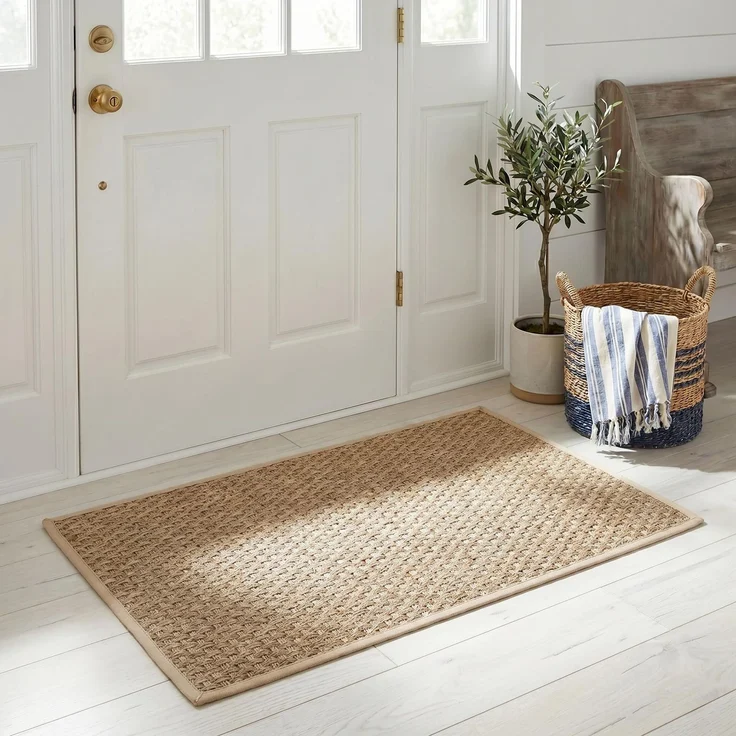 Safavieh Naturfaser Teppich für Wohnzimmer, Esszimmer, Schlafzimmer - Natural Fiber Collection, Kurzer Flor, Natürlich und braun, 76 X 122 cm