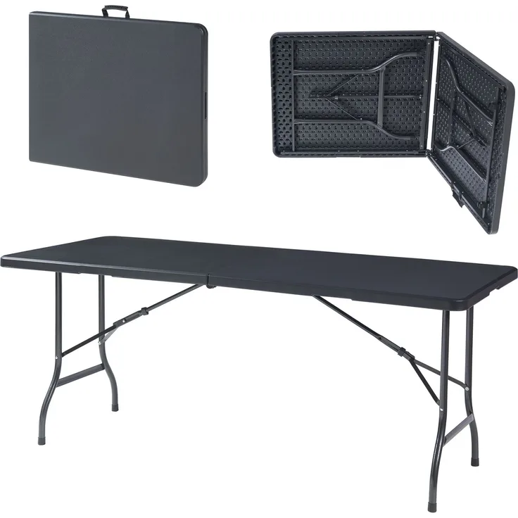 Klapptisch Ljusnarsberg 180x75x72cm Kunststoff Schwarz [en. casa]
