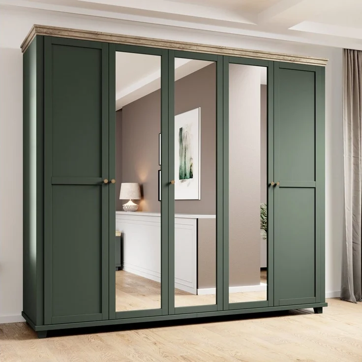 Lomadox Kleiderschrank EPSOM-83 grün mit Lefkas Eiche Nb. 246/216/62 cm – Bild 1