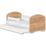 Jugendbett Kinderbett mit einer Schublade mit Rausfallschutz und Matratze Weiß ACMA II 140 160 180 (160x80 cm + Schublade, Weiß - Eiche Craft)