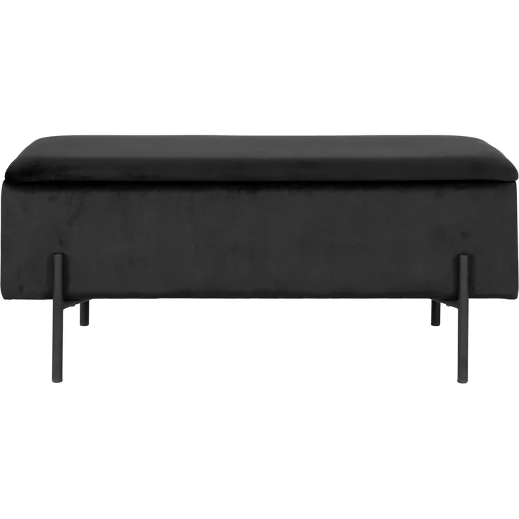 House Nordic Bank mit Stauraum, Samt, schwarz, 95x36,5x43 cm, HN1207
