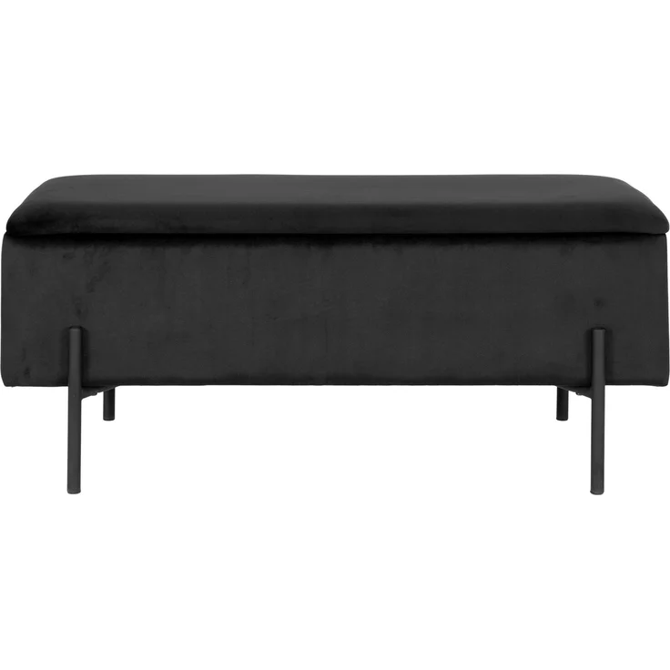 House Nordic Bank mit Stauraum, Samt, schwarz, 95x36,5x43 cm, HN1207 – Bild 1