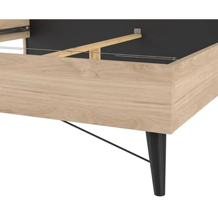 Dmora - Doppelbett Cybele, Struktur des Container-Betts, Sommier mit Verkleidung, Matratzenhalterstruktur, 207x193 h91 cm, helle Eiche – Bild 5