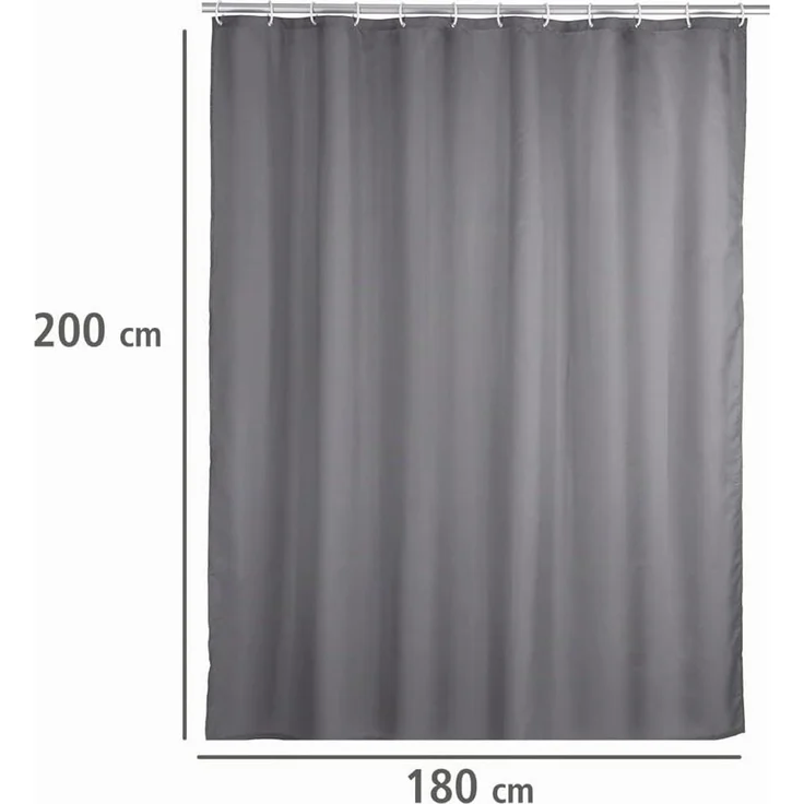 WENKO UNI Duschvorhang 180 x 200 cm, Grau, waschbar – Bild 9