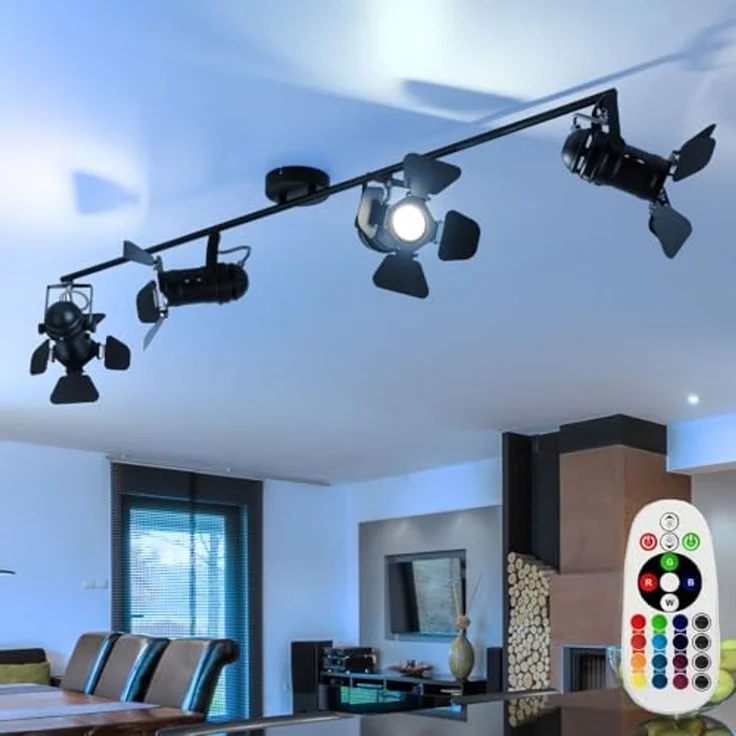RGB LED Deckenleuchte, Spots beweglich, schwarz, L 125 cm – Bild 2
