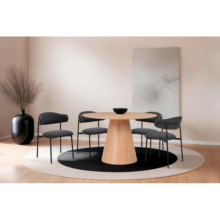 byLIVING Esszimmerstuhl 2er Set Jersey/Webstoff dunkelgrau/Gestell Metall schwarz / 4-Fuß-Stuhl/Küchenstuhl/Polsterstuhl/B 58, H 78, T 54,5 cm – Bild 2