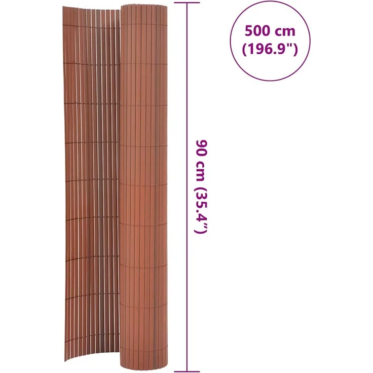 vidaXL Gartenzaun Doppelseitig PVC 90 x 500 cm Braun 43630 – Bild 6