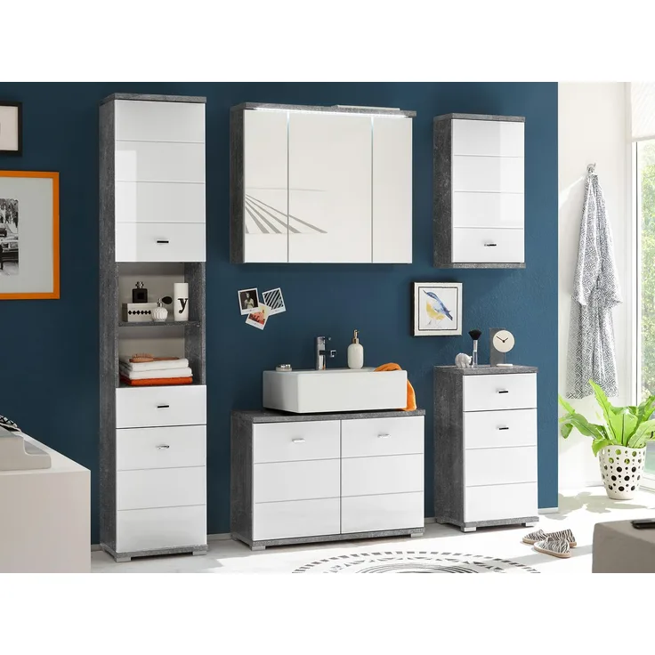 Badezimmer-Set >Peter< in Beton aus MDF - 176x190x30cm (BxHxT)
