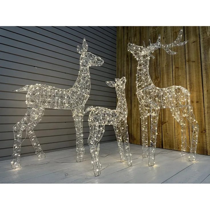 2x 3er Set 6 LED Rentiere Rentierfamilie 1400 LEDs mit Timer Weihnachtsdeko Outdoor