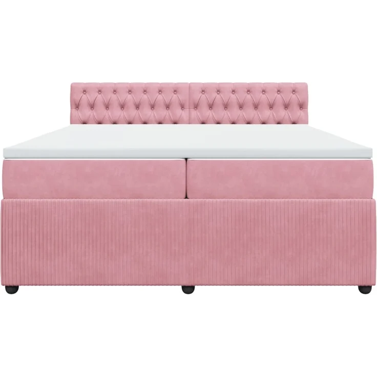 vidaXL Boxspringbett mit Matratze Rosa 200x200 cm Samt 3287841 – Bild 4