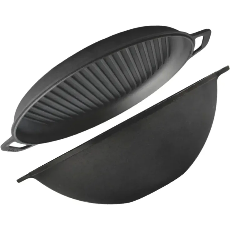 Ø36 cm Wok Gusseisen Kazan 8 L Grill-Deckelbratpfanne Asia Wokpfanne Induktion Kessel Campingtopf Kochtopf für alle Herdarten geeignet