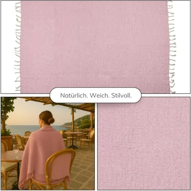 Marrakesch Orient & Mediterran Interior Tagesdecke Calix Tagesdecke Decke Pink 125x150 aus Baumwolle, Boho Modern Deko – Bild 5