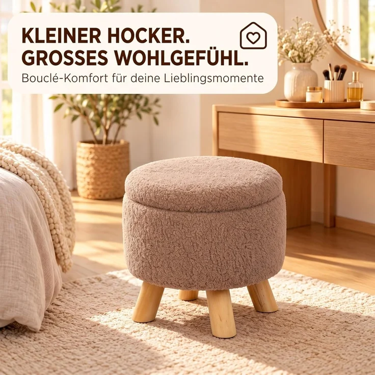 Relaxdays Hocker mit Stauraum Teddystoff – Bild 4