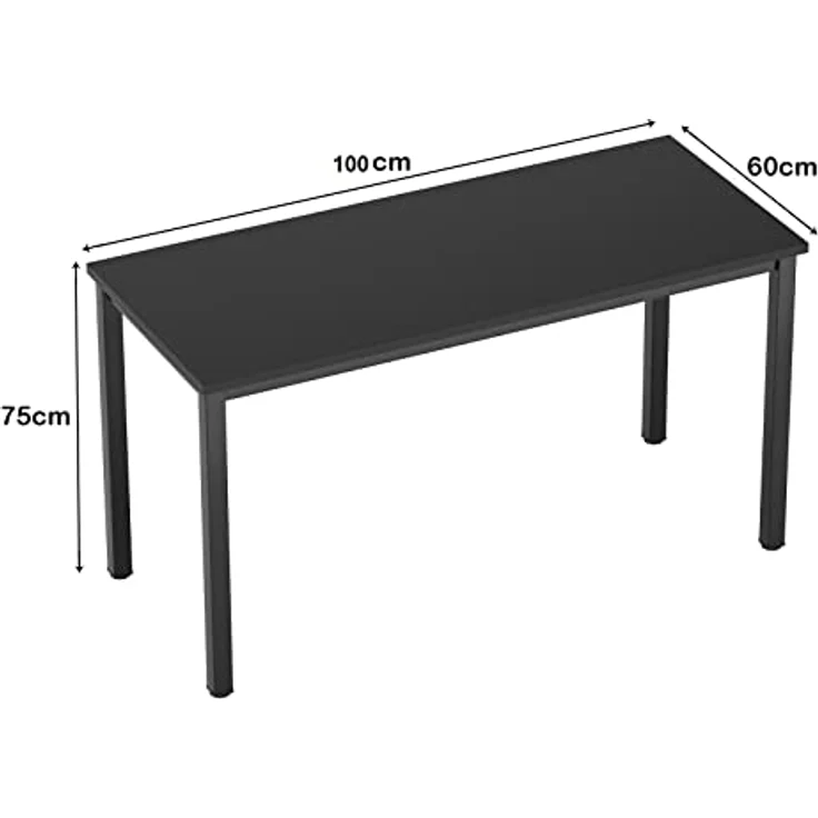 SogesHome PC Schreibtisch Computertisch 100 x 60 x 75 cm Bürotisch Workstation für Home Office Verwenden Schreibtisch, Esstisch Konferenztisch, Schwarz – Bild 3