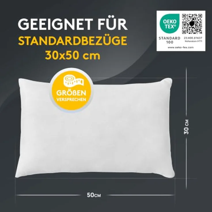 LILENO HOME Kissenfüllung 30x50 (2er Set) | Pralle Füllung für Couchkissen & Dekokissen | Hypoallergenes Sofa Pillow & Schlafkissen Made in Germany, Oeko-Tex Klasse 1 – Bild 5