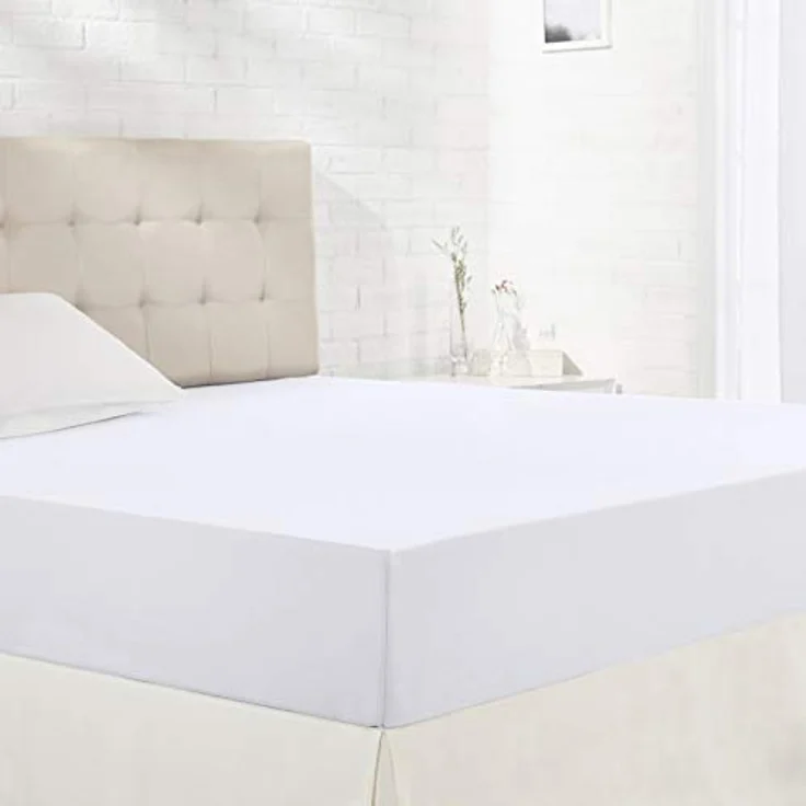Amazon Basics Jersey Spannbettlaken, 100% Baumwolle, 200 x 200 cm, für Matratzenhöhe bis 30 cm, Weiß, OEKO-TEX zertifiziert – Bild 5