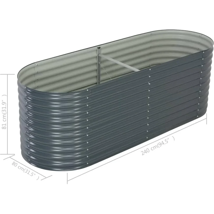 DELUKE® rundes Hochbeet für Garten BLUMO Verzinkter Stahl Hochbeet Metall Gartenbeet rund Kräuterbeet Blumenbeet Frühbeet für Garten Gemüsebeet, 240x80x81cm, Grau – Bild 2