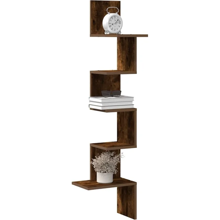 vidaXL Wand-Eckregal Räuchereiche 32x32x127,5 cm Holzwerkstoff 860521 – Bild 1