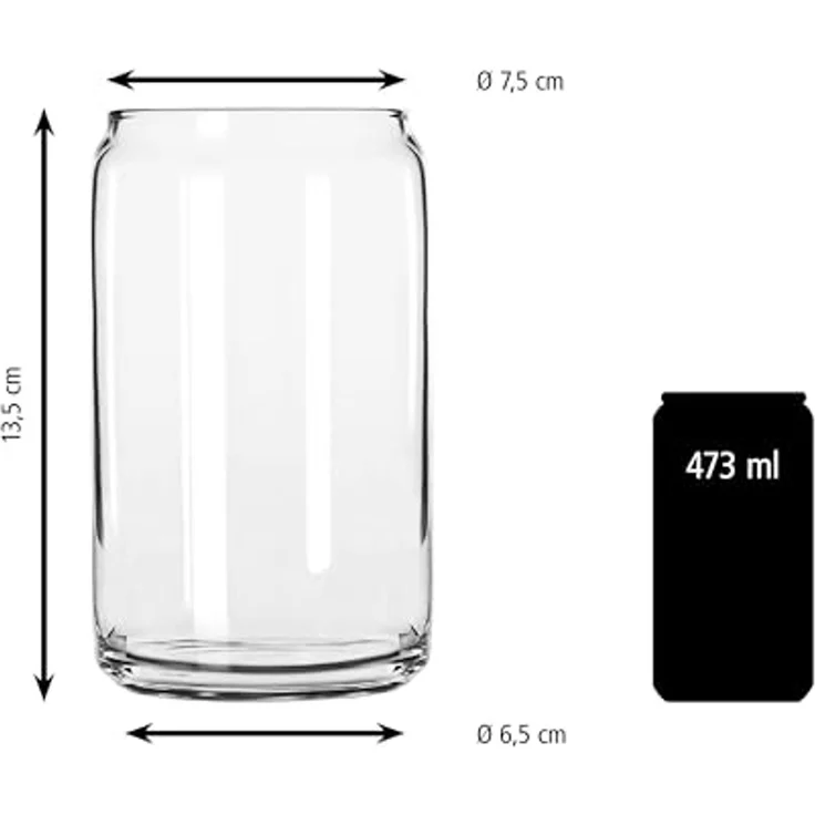 LIBBEY Gläser-Set Can Glas -GLASS CANS-, 473 ml, Ø 7,5 cm, H: 13,5 cm, 12er Set, 12-tlg, Glas, hochwertig verarbeitet, im modernen Design – Bild 3