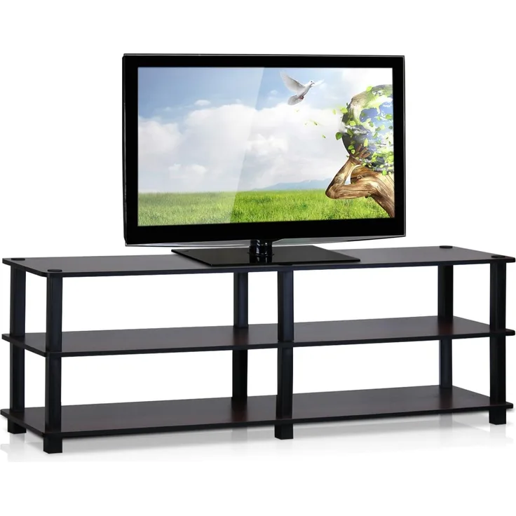 Furinno TV-Regal mit 3 Ebenen, holz, Dunkle Kirsche/Schwarz, 29. 46x29. 46x39. 12 cm