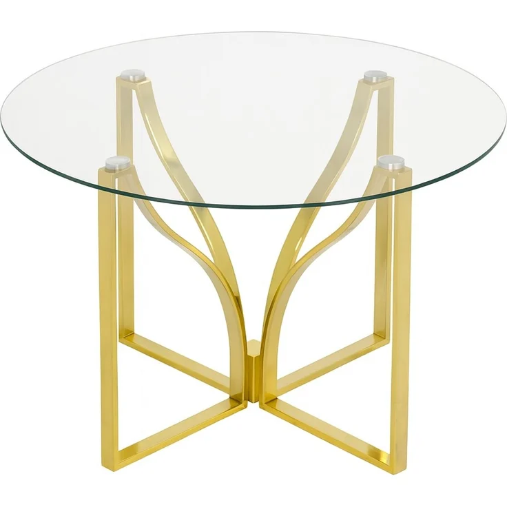Couchtisch rund, Glasplatte, Gestell goldfarben, Ø 80 cm, Höhe 44 cm – Bild 2