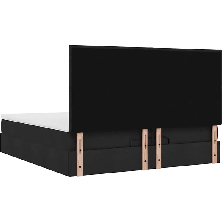 vidaXL Ottoman-Bett mit Matratzen & LEDs Schwarz 200x200 cm Stoff 3313950 – Bild 9