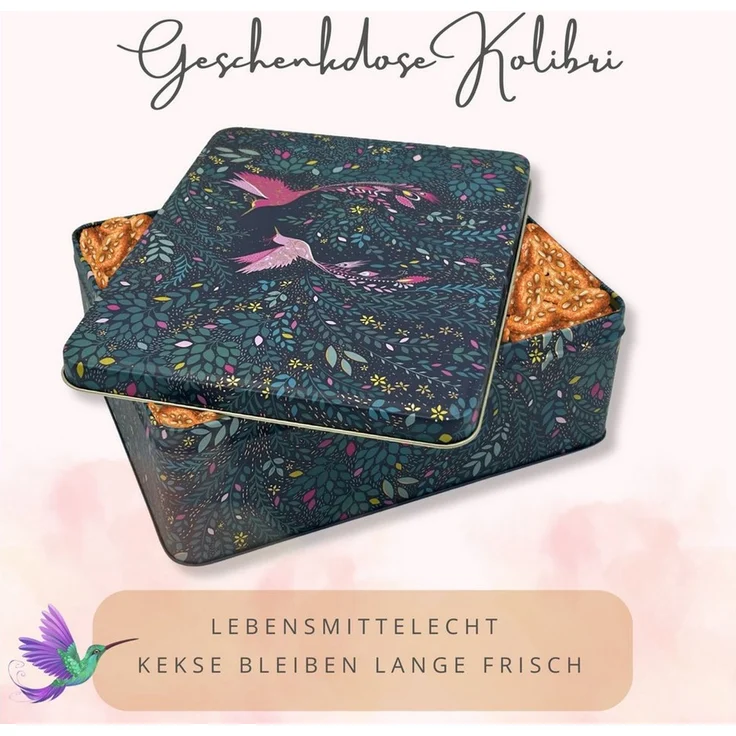 MediMuc Keksdose rechteckige Vorratsdose - Motiv Kolibri – Bild 4