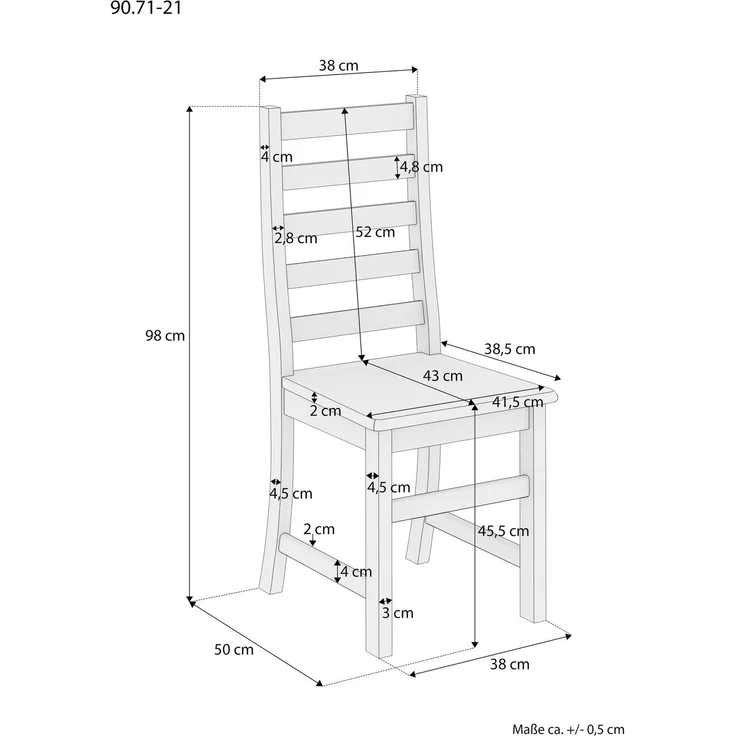 Küchenstuhl Massivholzstuhl Esszimmerstuhl Kiefer Stuhl 90.71-21 – Bild 3