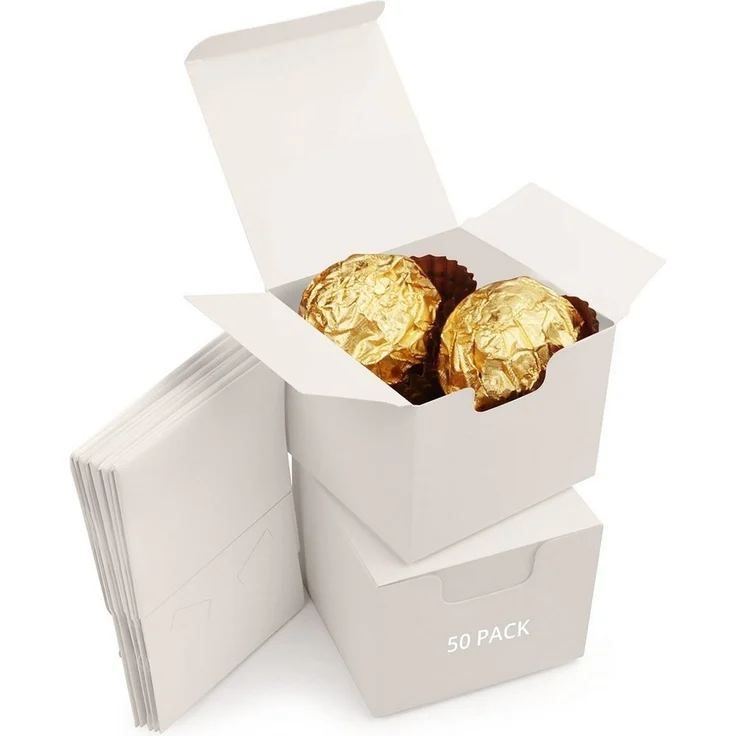 Kurtzy Geschenkbox Weiße Geschenkbox mit Deckel (50er Pack) - 5x5x5 cm (50 St) – Bild 5