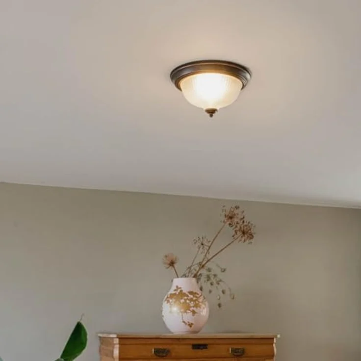 Qazqa Deckenleuchte Classico, ohne Leuchtmittel, E27, Braun, Klassisch / Antik, Glas, 1-flammig – Bild 2