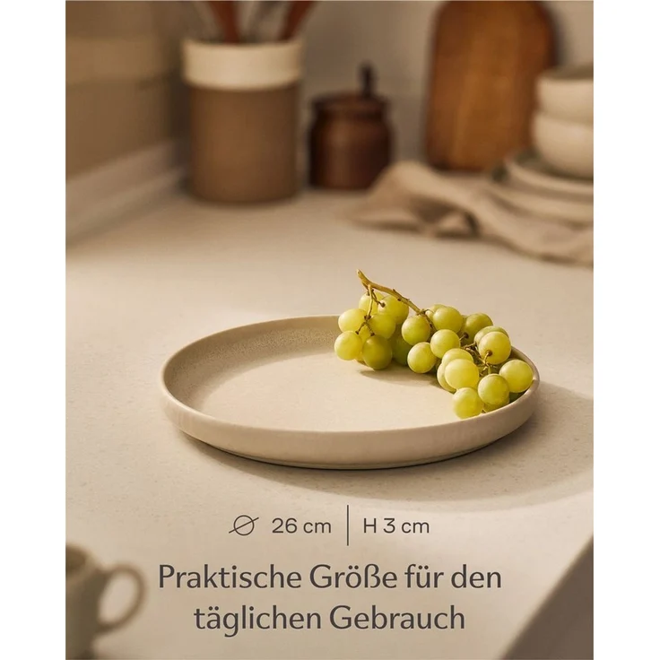Cosumy Speiseteller Speiseteller Set Ø26 cm, 4er Set, reaktive Glasur, (4 St), Handgefertigte reaktive Glasur, Spülmaschine & Mikrowelle – Bild 3