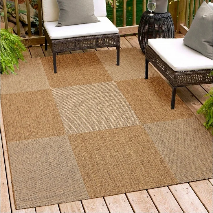 Andiamo Teppich ARIZONA1, rechteckig, Höhe: 5 mm, Flachgewebe, kariertes Muster, In- und Outdoor geeignet, wetterfest – Bild 1