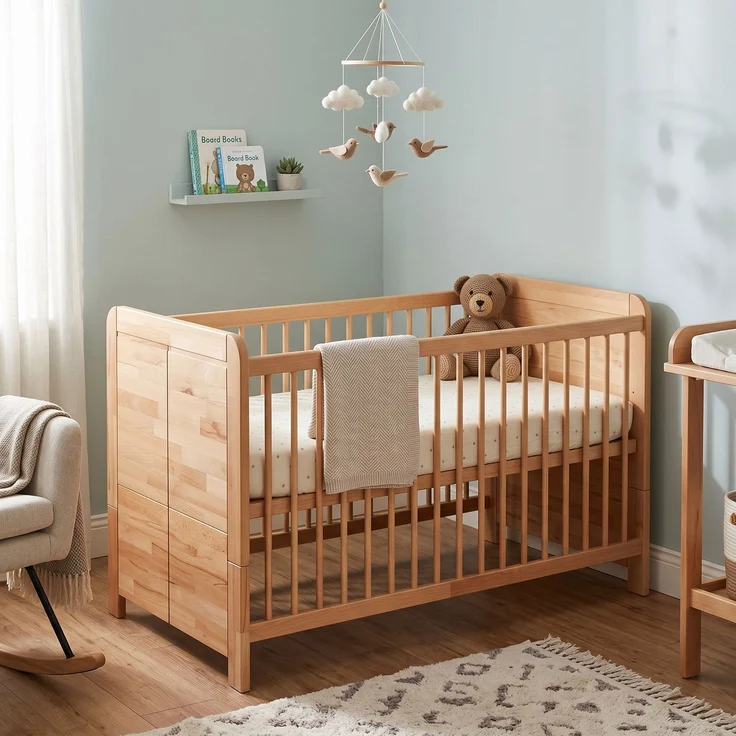 Babybett Rahmen Kernbuche massiv Sprossen Buche Dekor #4547 – Bild 5