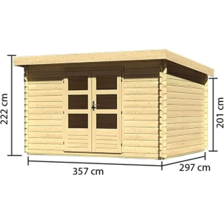 Gartenhaus Bastrup 7 - 357x297 cm, 28 mm Holz naturbelassen, Karibu – Bild 3