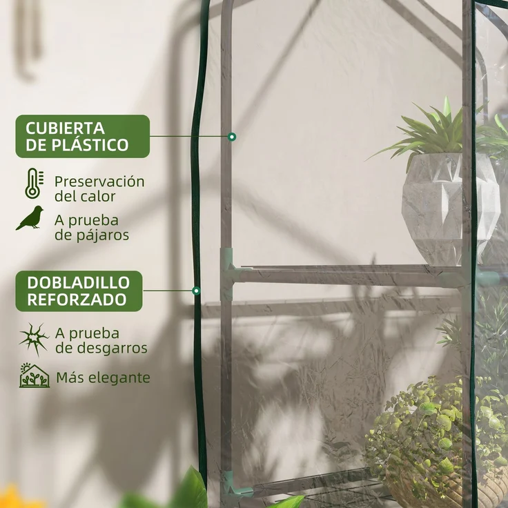 MELAYR, Gartengewächshaus mit 3 Regalen, 1 Tür mit Reißverschluss für den Pflanzenanbau, 59 x 39 x 127 cm, Transparent – Bild 6