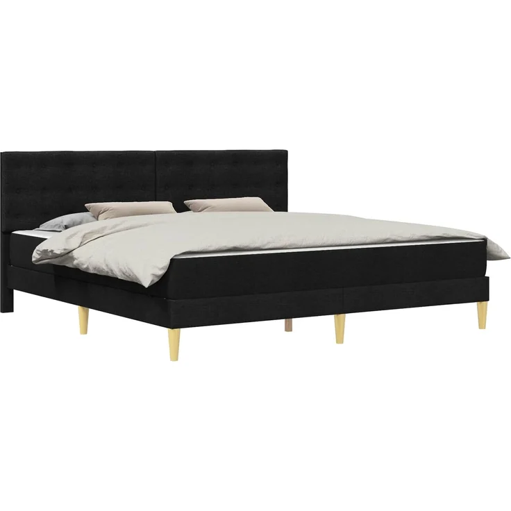 vidaXL Bettgestell mit Matratze Schwarz 200x200 cm Stoff 3415130 – Bild 2