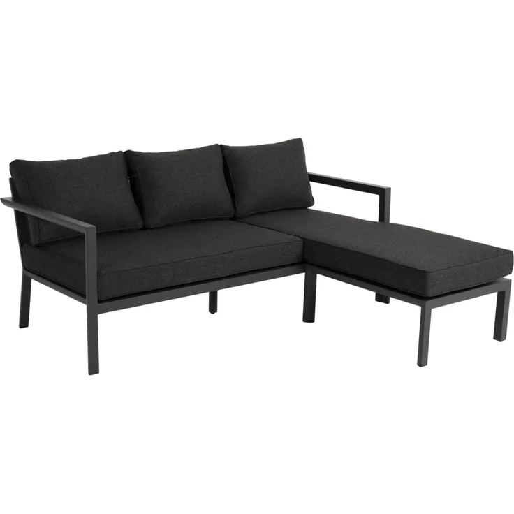 Gartenecksofa Delia von Brafab aus Aluminium und Olefin-Stoff, modern, anthrazit, inkl. Kissen