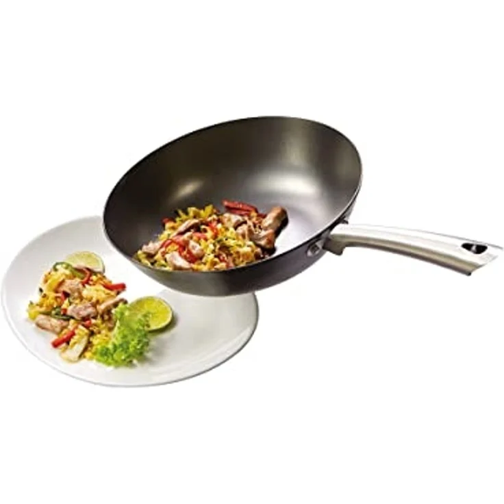 Schulte-Ufer Iron-Star Wokpfanne, Wok, Asia Pfanne, Eisenwok, Eisen, Schwarz, 28 cm, 1460-28 i – Bild 2