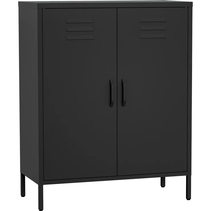 skølm 'Atria' Metallkommode, schwarz, 100x38x80 cm, Metallschrank mit 3 Fächern – Bild 2