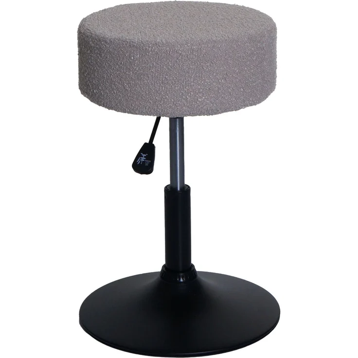 Hocker HWC-C22, Sitzhocker Schminkhocker, höhenverstellbar drehbar Ø 37cm Stoff Bouclé (450g/m²) FSC® ~ taupe – Bild 8