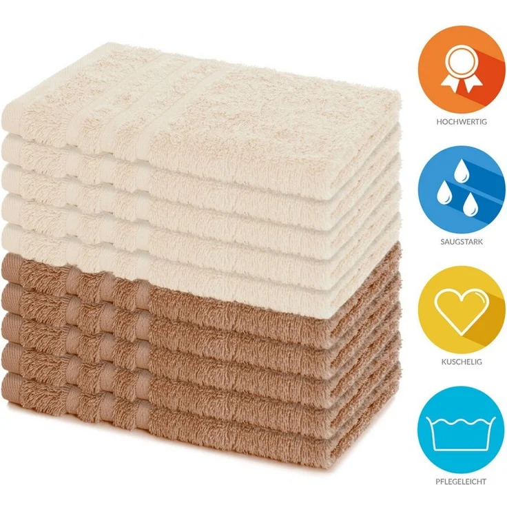 Lavea Gästehandtücher 30x50 cm, 10er Set Gästehandtuch, Elena-Frottee Handtuch, Gästetuch, (Set, 10-St), 500 g/m² Frottier, weich & saugstark, pflegeleicht – Bild 2