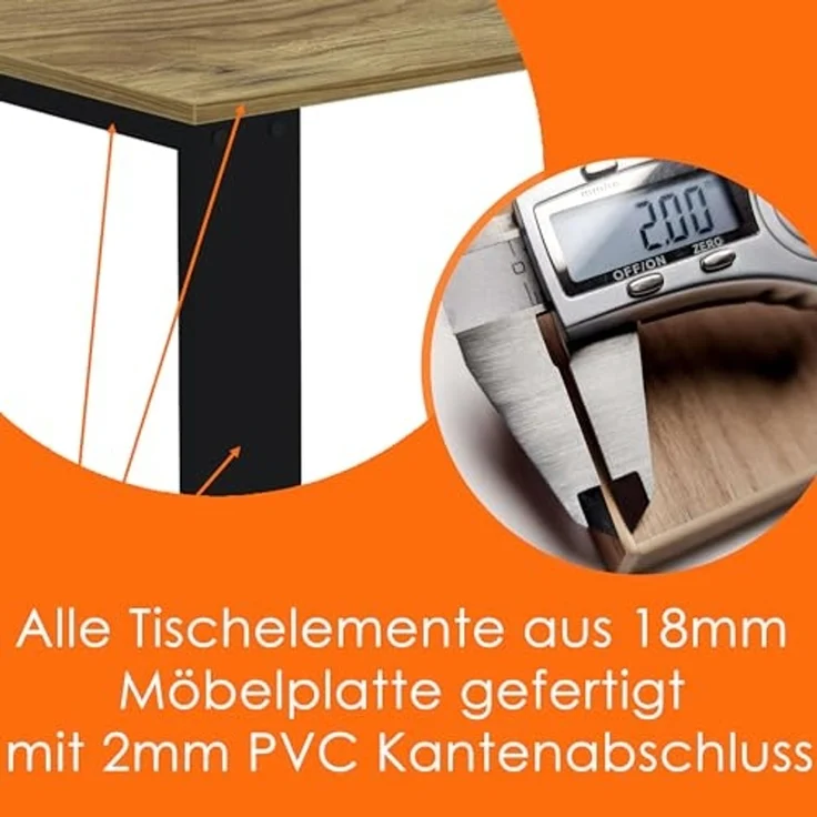 AKKE Esstisch, Esszimmertisch LOFT Schwarze Beinen Küchentisch Bürotisch 2mm-PVC – Bild 6