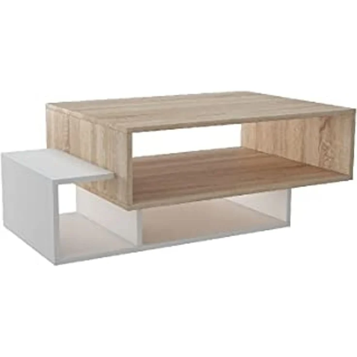 Homemania Tavolino Da Caffè Gemini, Holz, Weiß-Sonoma, 100 x 60 x 35 cm – Bild 4