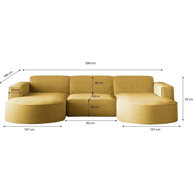 Kaiser Möbel Ecksofa Sofa U form, Couch MODENA U STUDIO stoff Verita, Poso, Quelle – Bild 3